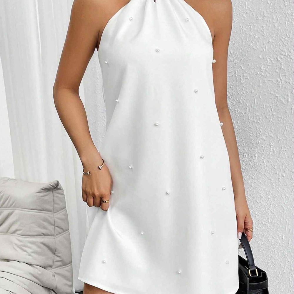 SHEIN Elegant White Halter Dress NWOT